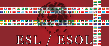 Globe over flags 