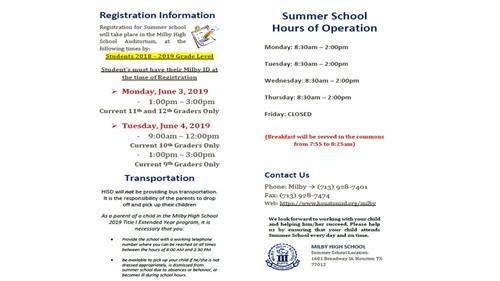 Summer School Information 