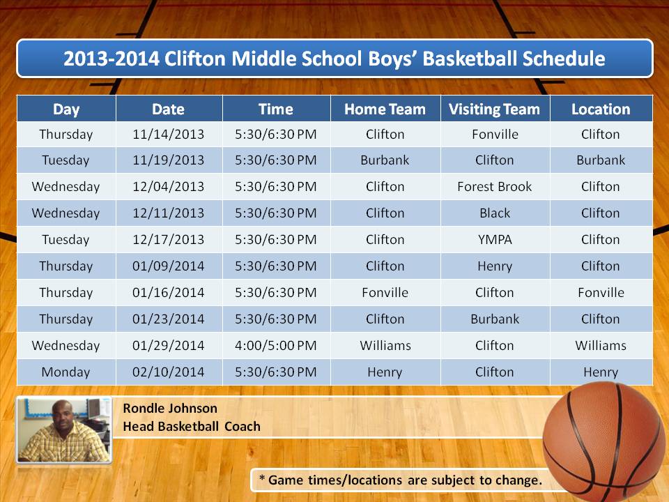 2013-2014 Boys' Basketball Schedule 