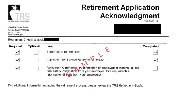 retirement application