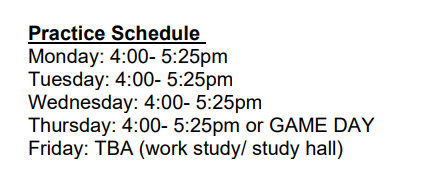 Girls Basketball Practice Schedule 2023