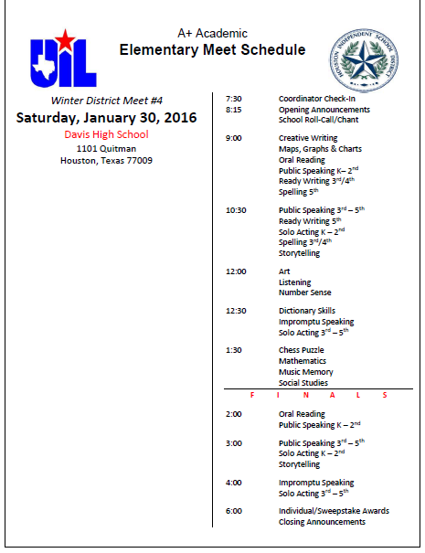 Meet schedule 