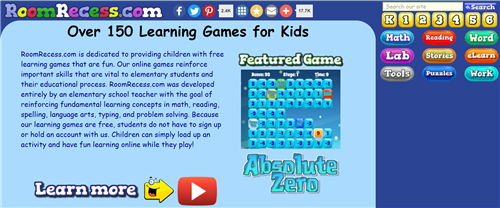 RoomRecess  Free Learning Games for Kids Online