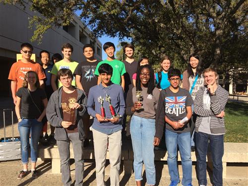 Students show off their awards from TMSCA State 