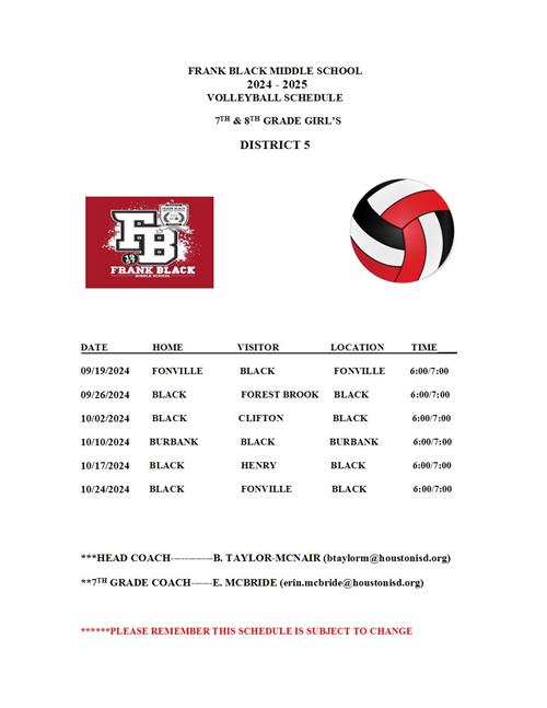 Volleyball Schedule