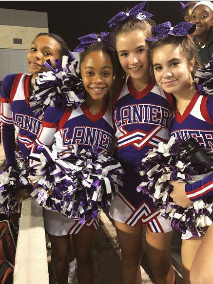 Some of the girls during a football game 