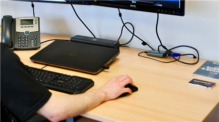  working at the desk