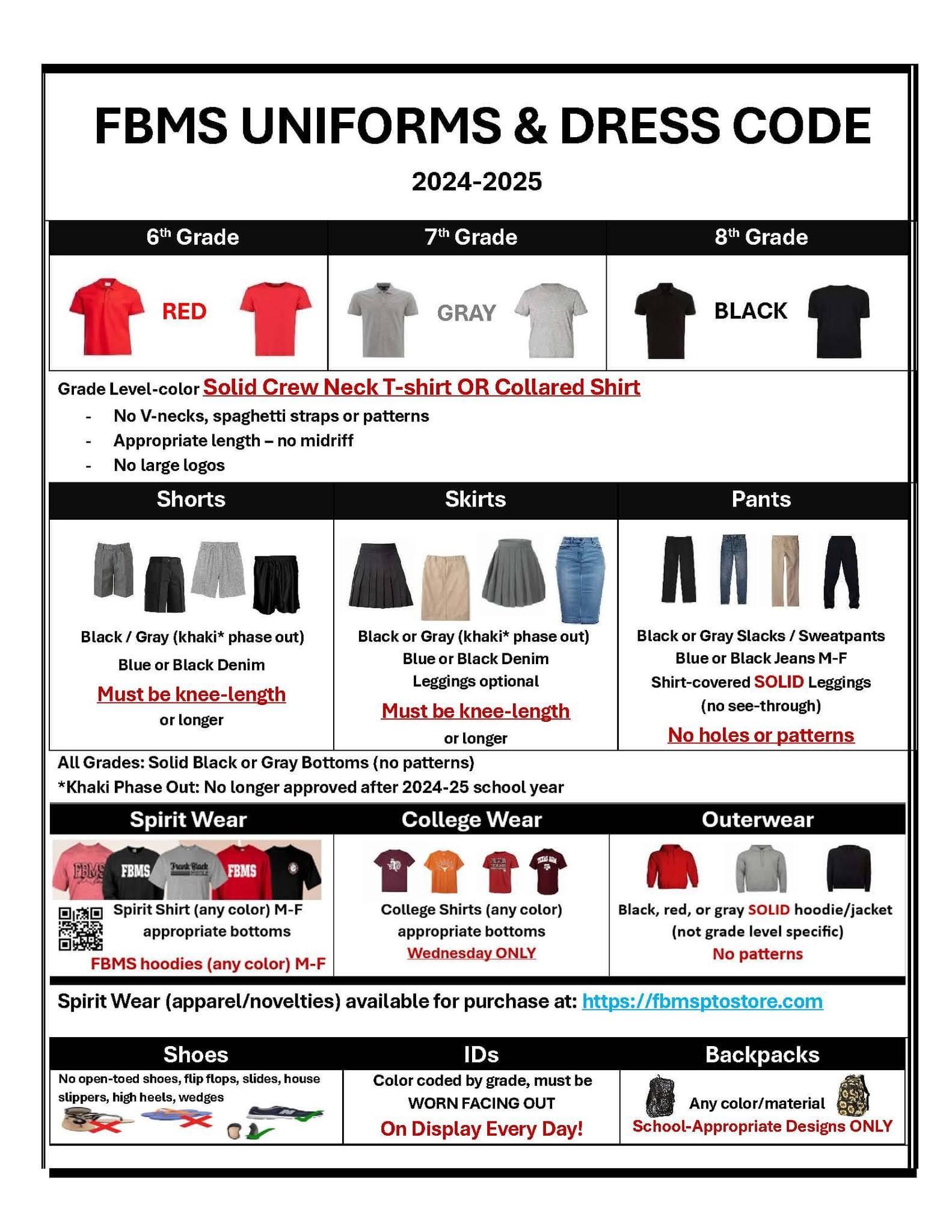 FBMS uniform and dress code requirements