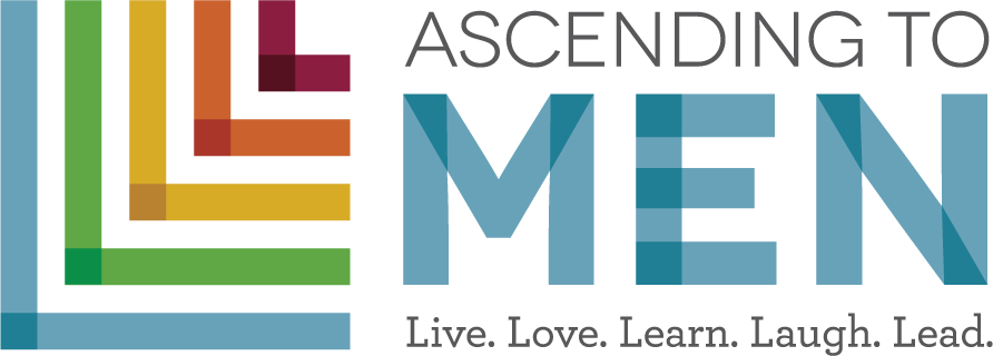 Ascending to Men Program Logo. Tagline: Live. Love. Learn. Laugh. Lead. 