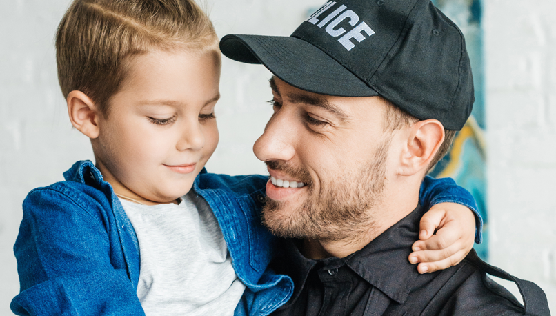 police blueline dad with son