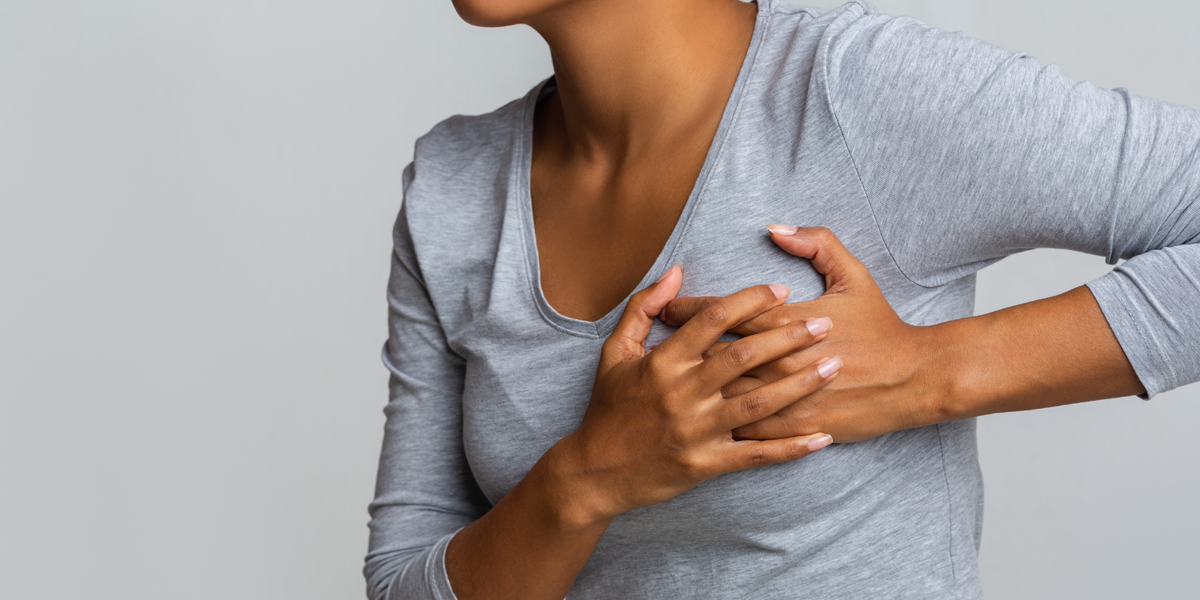 woman with breast pain