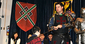 Student being knighted 